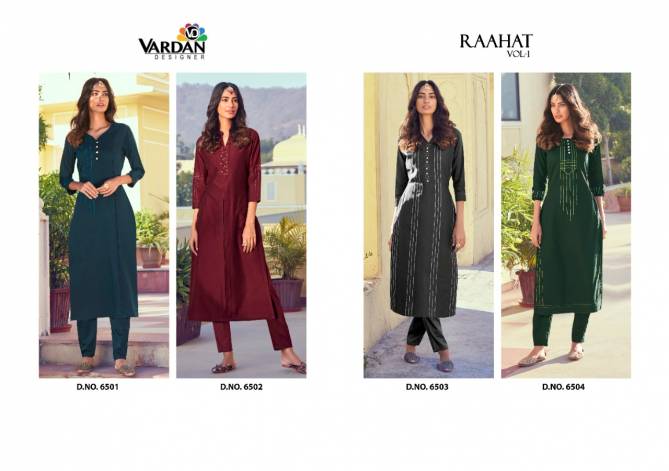 Vardan Raahat 1 Fancy Silk Designer Ethnic Wear Kurti With Pant Collection